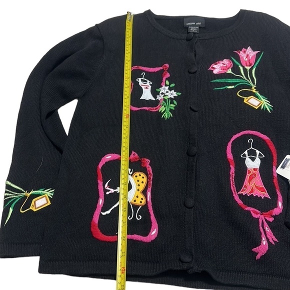 Morgan Cole Vintage Cardigan Black Embroidered- Sequins Size Medium NWT - Picture 9 of 13